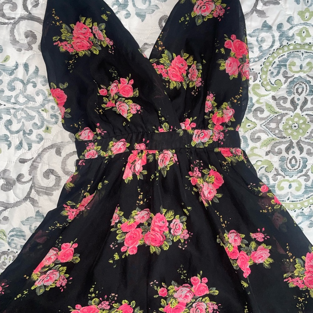 Black Floral Romper